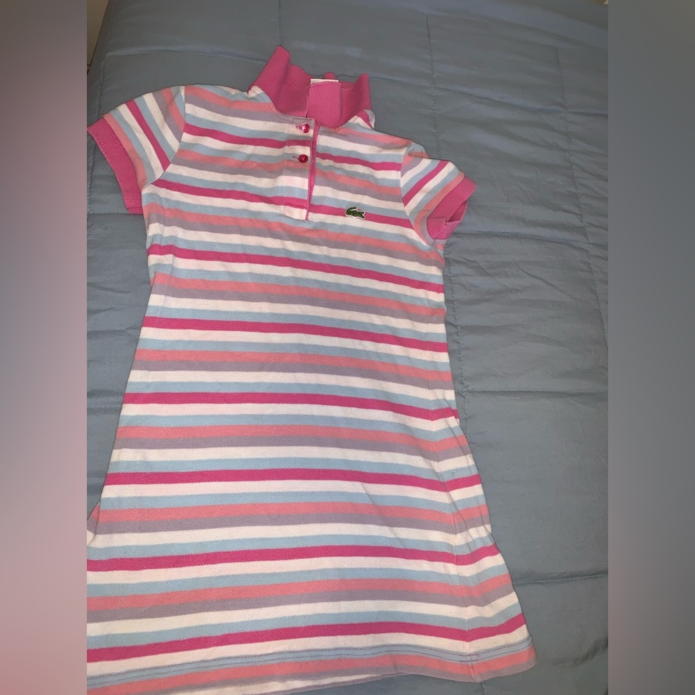 Lacoste Kids Striped Pink Polo Shirt